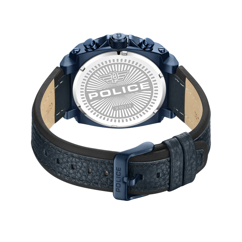 Police Men's Wristwatch Analogue Chronograph Leather Blue 44 mm Men's Watch - Timepieces - Watches