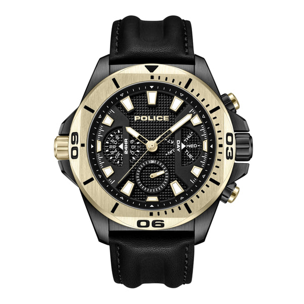 Orologio da uomo Police Cronografo analogico in pelle nero oro 44 mm - Orologio da polso da uomo - Orologi da uomo