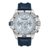 Orologio cronografo da uomo Police Orologio in pelle blu/argento Orologio da uomo Cronografo da uomo