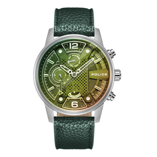 Orologio da uomo Police analogico in pelle verde 42 mm cronografo da uomo