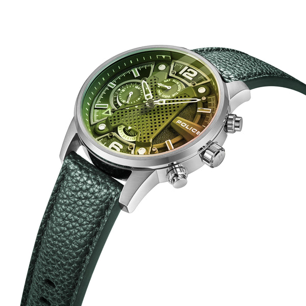 Orologio da uomo Police analogico in pelle verde 42 mm cronografo da uomo