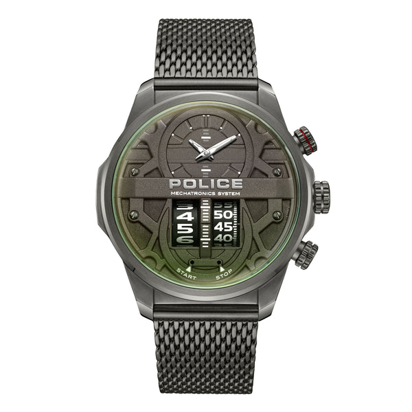 Orologio da uomo Police Orologio analogico verde/nero 44 mm con bracciale in acciaio inossidabile, cronografo sportivo