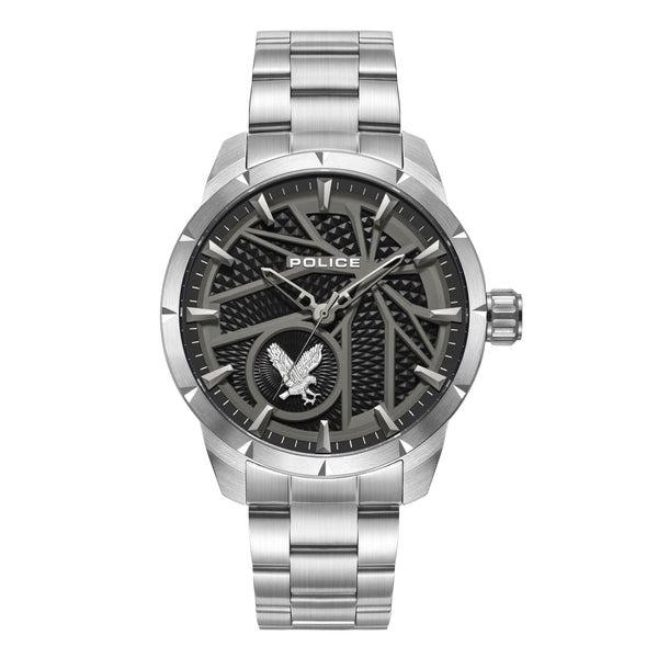 Police Orologio da uomo Argento/Nero 42 mm Cronografo analogico in acciaio inossidabile da uomo Orologio da polso Tempo