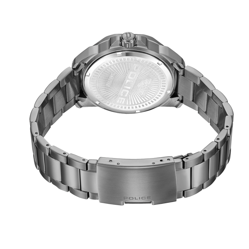 Orologio da uomo Police Orologio analogico Argento 44 mm Orologio Police in acciaio inossidabile Cronografo da polso