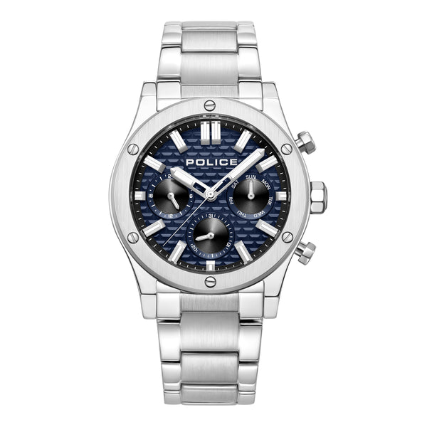 Orologio cronografo da uomo Police Blu/Argento 44 mm Orologio da polso in acciaio inossidabile Orologio da uomo Cronografo Orologi da uomo
