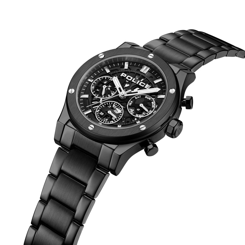 Police Men's Chronograph Watch 44mm Black Stainless Steel Wristwatch Men's Watch Chronographs