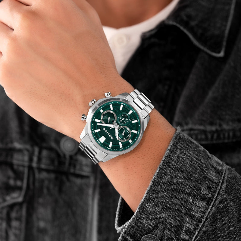 Police Men's Chronograph Watch Green 42mm Stainless Steel Wristwatch Men's Watch Chronographs