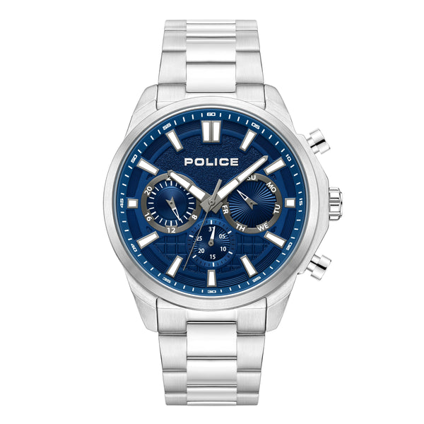 Police orologio da uomo cronografo analogico in acciaio inox blu/argento 42 mm - orologio da uomo cronografo analogico da polso