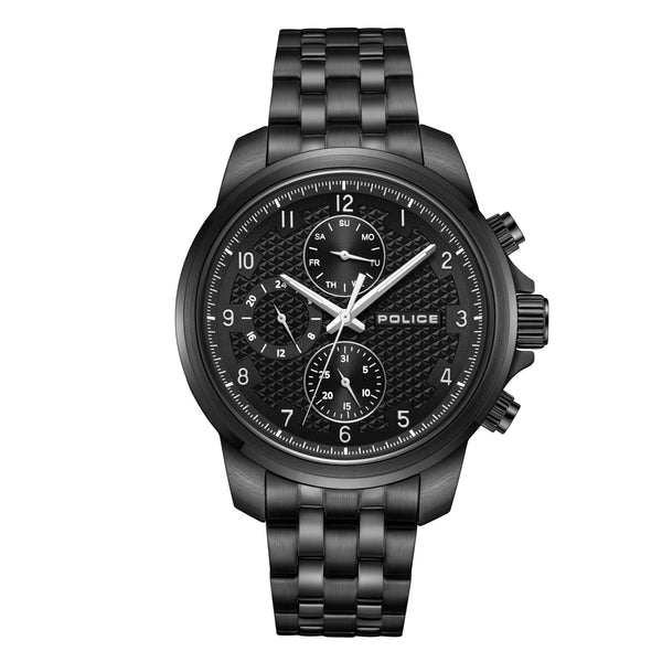 Orologio da uomo Police analogico al quarzo in acciaio inossidabile nero 42 mm, cronografo da polso da uomo