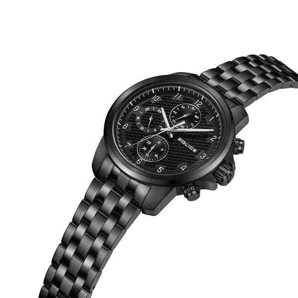 Orologio da uomo Police analogico al quarzo in acciaio inossidabile nero 42 mm, cronografo da polso da uomo