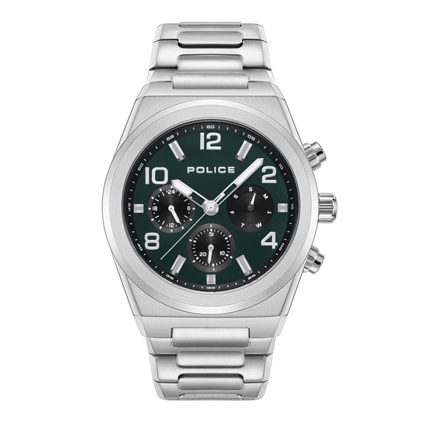 Police Men's Wristwatch Chronograph Stainless Steel Green Silver Men's Watch Wrist Time Timepiece