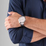 Orologio cronografo da uomo Police Orologio da uomo in acciaio inossidabile color argento da 44 mm. Orologio da uomo con cronografo