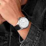 Orologio da uomo Police Orologio analogico al quarzo Argento/Nero 44 mm Orologio da uomo in acciaio inossidabile/gomma Cronografo Orologio sportivo