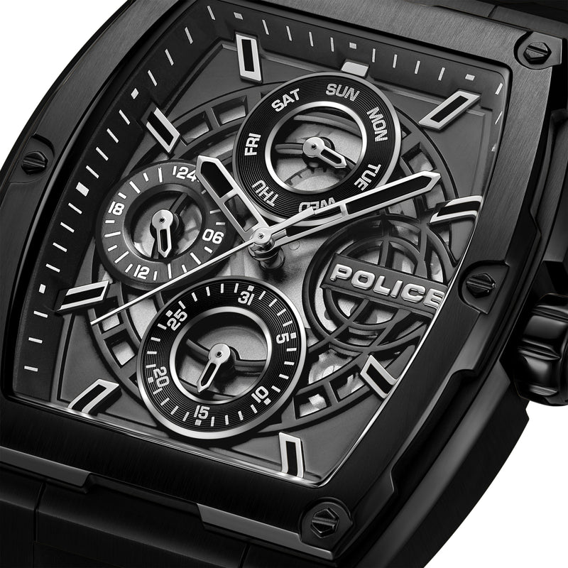 Police Herren Armbanduhr Chronograph Analog Schwarz 44mm Edelstahl/Gummi Herrenuhr Armbanduhr Chronograph Schwarz 44mm Edelstahl/Gummi Herrenuhr