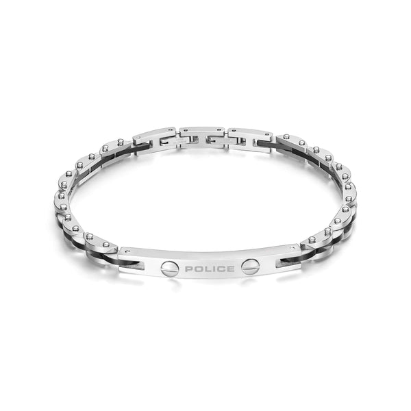 Bracciale da uomo Police in argento 21 cm, bracciale a catena in acciaio inossidabile, bracciale da uomo, gioielli, catena da uomo