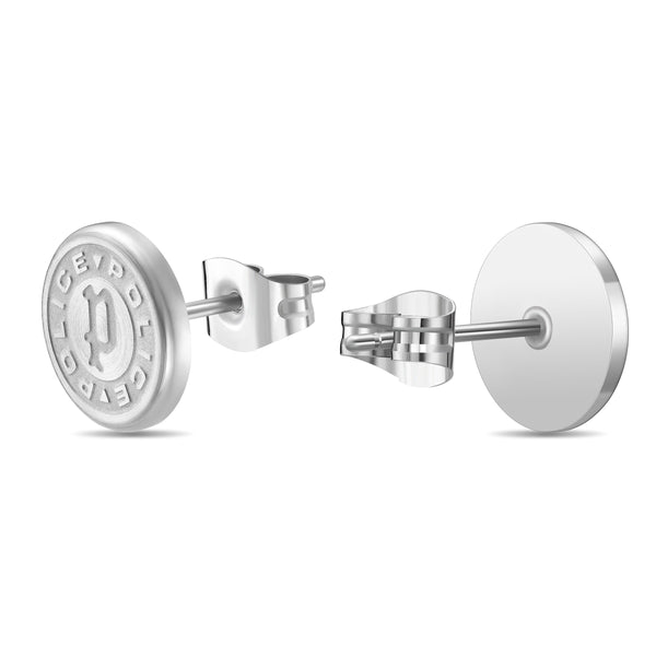Police Unisex Stud Earrings Silver Stainless Steel Earrings Silver Stud Earrings buy cheap online