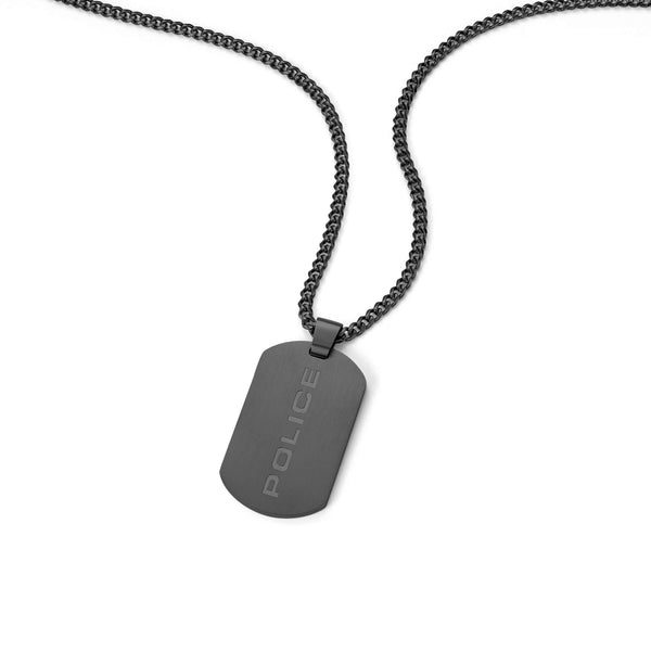 Collana a catena da uomo della polizia Collana a catena con ciondolo nero in acciaio inossidabile Collana a catena da uomo Collana da uomo regalo