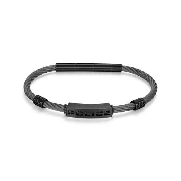 Bracciale da uomo Police in acciaio inossidabile nero 21 cm - Bracciale da uomo a catena in pelle da uomo