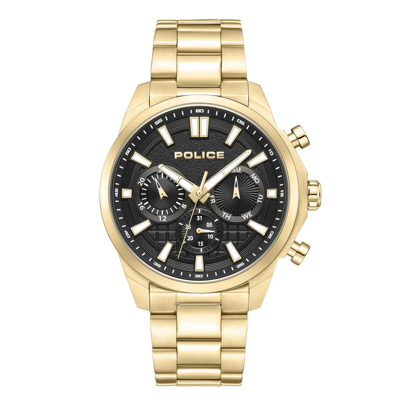 Cronografo da uomo Police Orologio da polso da uomo in oro 42 mm in acciaio inossidabile Cronografi