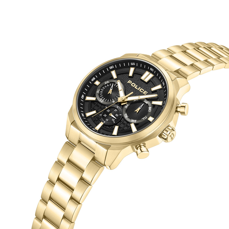 Cronografo da uomo Police Orologio da polso da uomo in oro 42 mm in acciaio inossidabile Cronografi