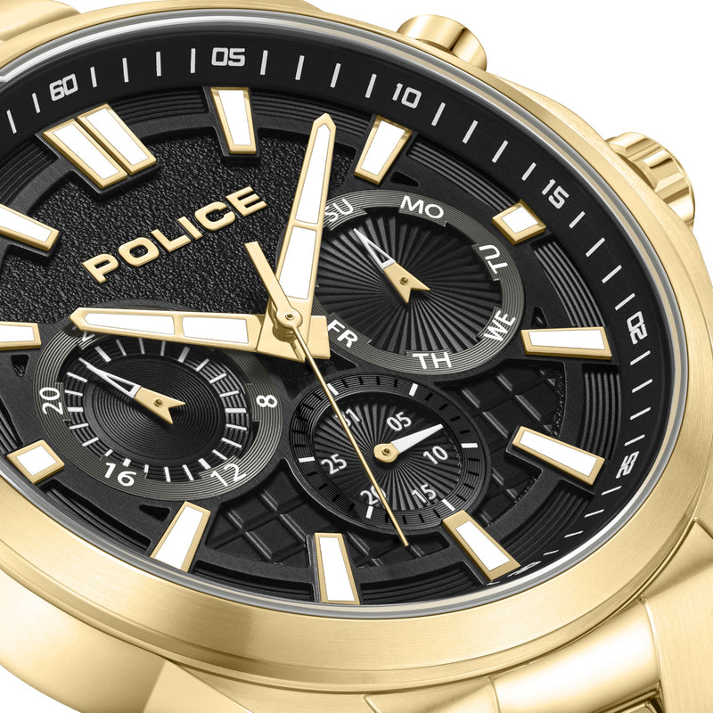 Cronografo da uomo Police Orologio da polso da uomo in oro 42 mm in acciaio inossidabile Cronografi