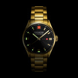 Swiss Military Hanowa Men's Wristwatch Analog Gold/Black 42mm Stainless Steel Men's Watch Chronograph Date Bracelets