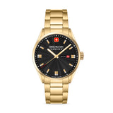 Swiss Military Hanowa Men's Wristwatch Analog Gold/Black 42mm Stainless Steel Men's Watch Chronograph Date Bracelets