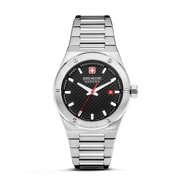 Swiss Military Hanowa Unisex Analogue Wristwatch Stainless Steel Silver/Black 40mm Sidewinder Men's Watch Chronograph Wristwatch Swiss Made
