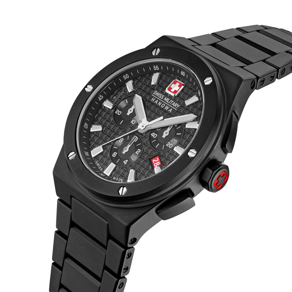 Swiss Military Hanowa Men's Wristwatch Chronograph Black 42mm Stainless Steel Men's Watch Wristwatch Chronographs Watches Bracelets