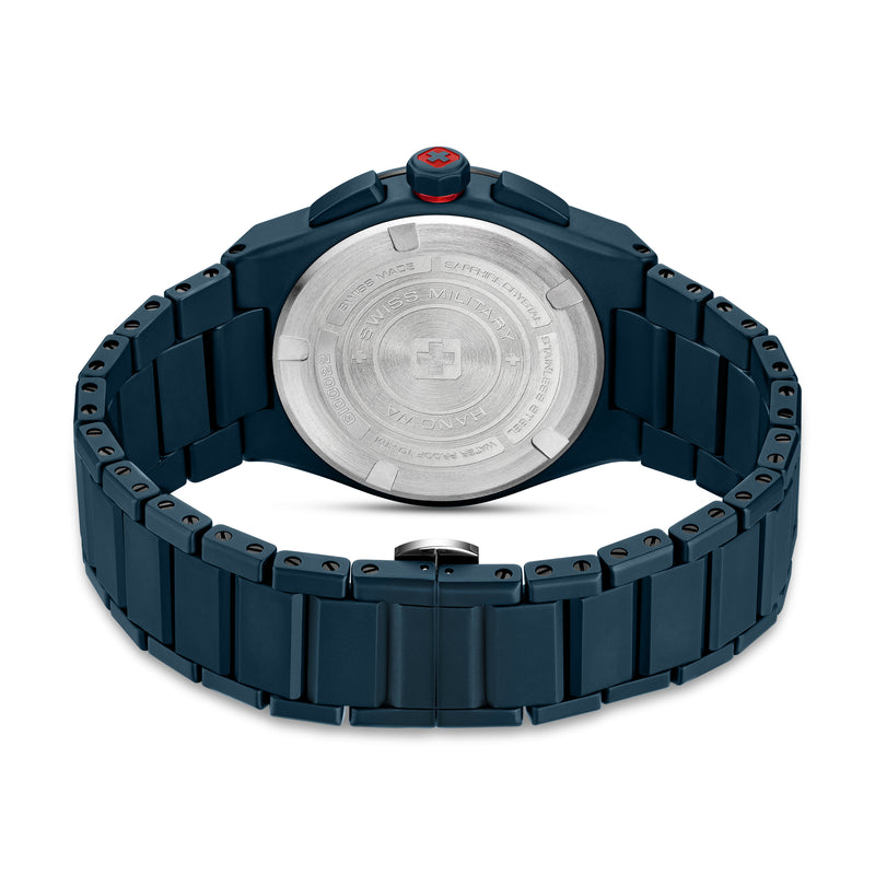 Orologio da uomo Swiss Military Hanowa Cronografo in acciaio inossidabile blu 42 mm Orologio da uomo Swiss Made Cronografo Orologio da uomo