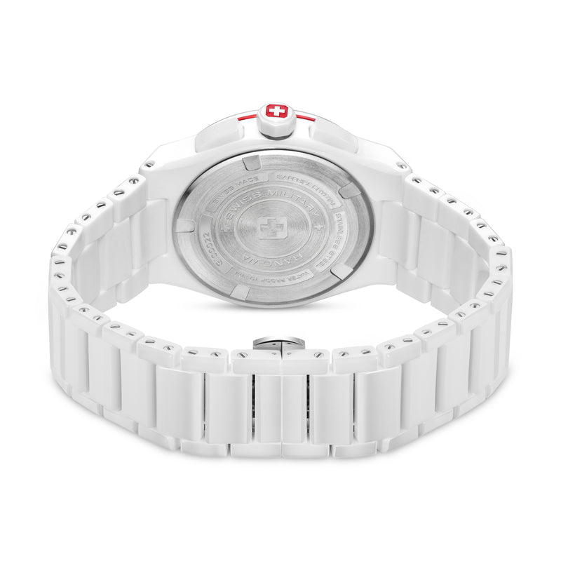 Swiss Military Hanowa Orologio da polso unisex Bianco/Rosso 42 mm Orologio da uomo in acciaio inossidabile Cronografo Orologio da polso al quarzo