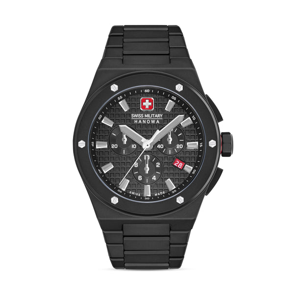 Swiss Military Hanowa Men's Wristwatch Chronograph Black 42mm Stainless Steel Men's Watch Wristwatch Chronographs Watches Bracelets