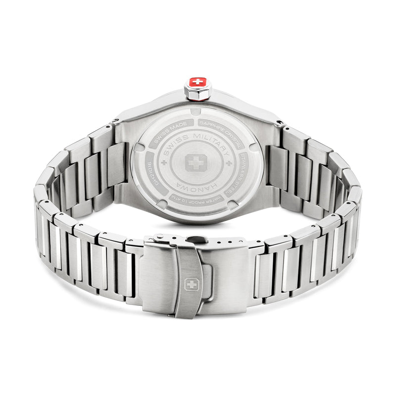 Swiss Military Hanowa Unisex Analogue Wristwatch Stainless Steel Silver/Black 40mm Sidewinder Men's Watch Chronograph Wristwatch Swiss Made