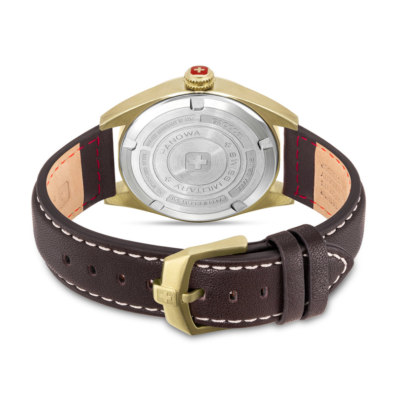 Swiss Military Hanowa Men's Watch Leather Brown 40mm Analogue Wristwatch - Swiss Made - Waterproof - Chronograph - Men's Watch