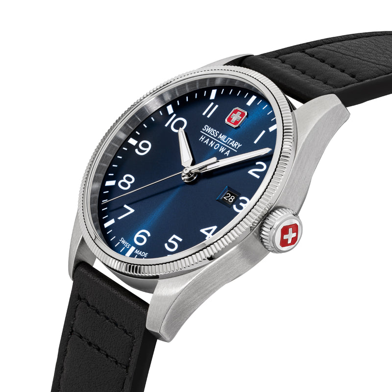 THUNDERBOLT Armbanduhr Leder Blau - Swiss Made