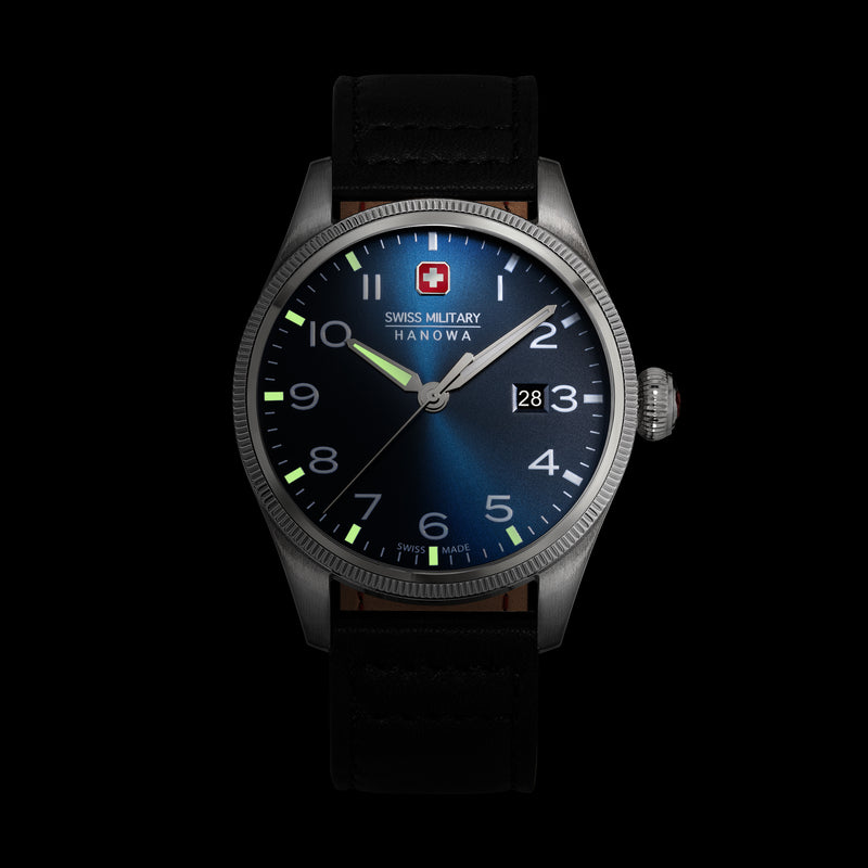 THUNDERBOLT Armbanduhr Leder Blau - Swiss Made