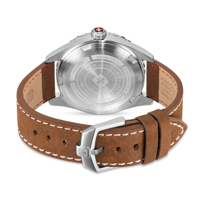 Swiss Military Hanowa Men's Wristwatches Analog Watches Leather/Stainless Steel Blue 42mm Swiss Made Men's Watch Chronograph Wristwatch Leather Straps