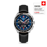 Swiss Military Hanowa Men's Chronograph Watches Leather/Stainless Steel Blue/Black 42mm Men's Watch Wristwatch Chronograph Swiss Made