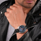 Swiss Military Hanowa Men's Chronograph Watches Leather/Stainless Steel Blue/Black 42mm Men's Watch Wristwatch Chronograph Swiss Made