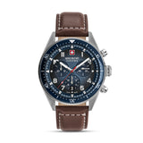 Swiss Military Hanowa Men's Wristwatch Analog Leather Brown 42mm Chronograph Men's Watch Watches Bracelets