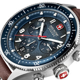 Swiss Military Hanowa Men's Wristwatch Analog Leather Brown 42mm Chronograph Men's Watch Watches Bracelets