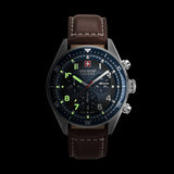Swiss Military Hanowa Men's Wristwatch Analog Leather Brown 42mm Chronograph Men's Watch Watches Bracelets