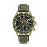 Orologio da uomo svizzero militare Hanowa in pelle verde 42 mm cronografo da uomo orologio da polso