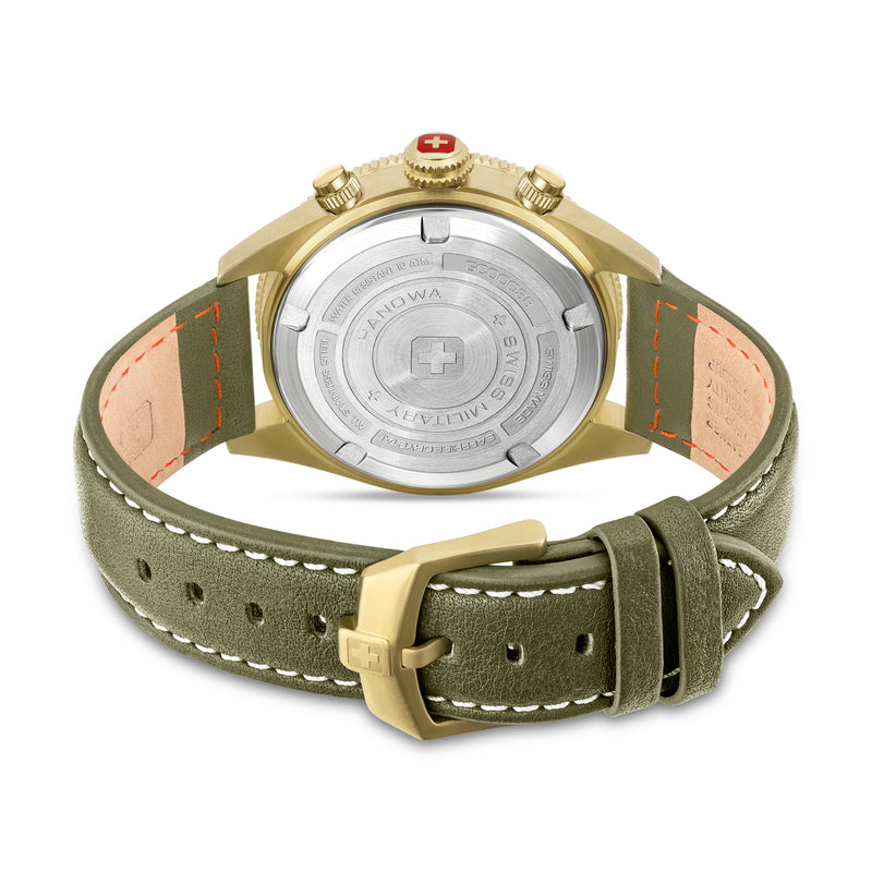 Orologio da uomo svizzero militare Hanowa in pelle verde 42 mm cronografo da uomo orologio da polso