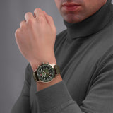 Orologio da uomo svizzero militare Hanowa in pelle verde 42 mm cronografo da uomo orologio da polso