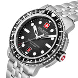 Orologio da uomo Swiss Military Hanowa Black Marlin 42mm Orologio da sub in acciaio inossidabile nero Orologio da uomo Cronografo