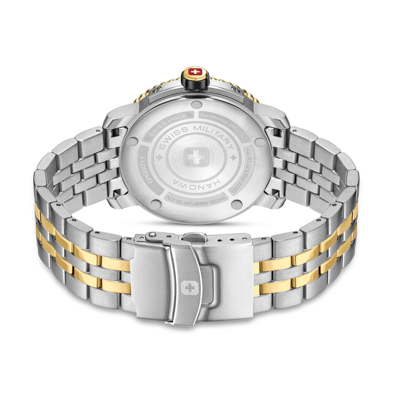 Swiss Military Hanowa Men's Wristwatch Stainless Steel Silver/Gold 42mm - Swiss Made Watch Chronograph Men's Watches
