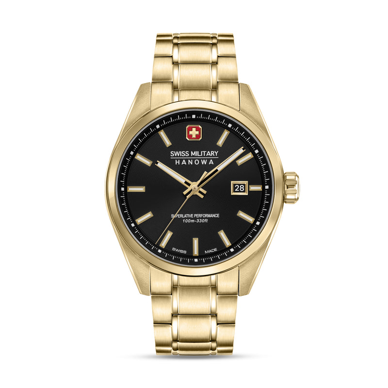 Swiss Military Hanowa Men's Wristwatches PIONEER Gold 42mm Stainless Steel Men's Watch Chronograph Wristwatch Analog Quartz