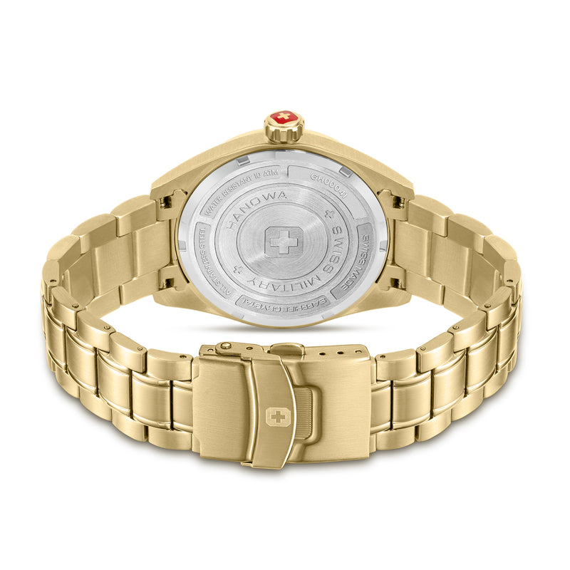 Swiss Military Hanowa Men's Wristwatches PIONEER Gold 42mm Stainless Steel Men's Watch Chronograph Wristwatch Analog Quartz