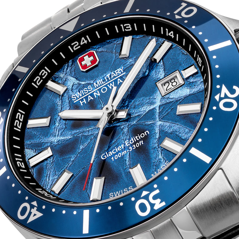 Swiss Military Hanowa Orologio analogico unisex Acciaio inossidabile Blu 42 mm Orologi da uomo cronografi Swiss Made
